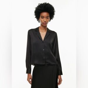 aritzia black satin blouse